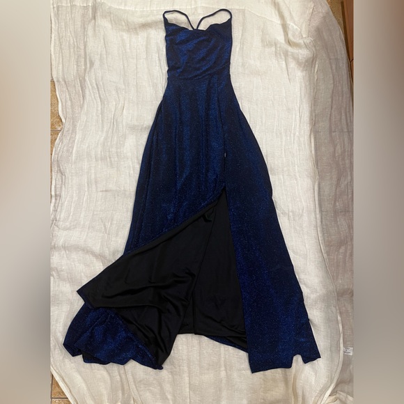 Sparkly Royal Blue Formal Maxi Dress - Picture 4 of 7